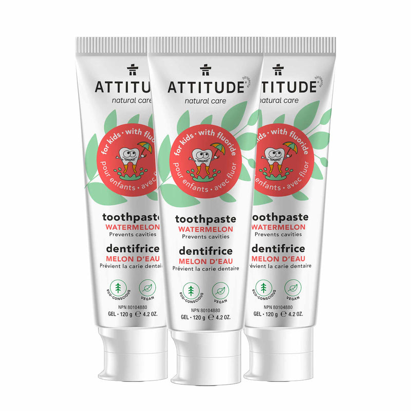 Kids Toothpaste with fluoride trio   Watermelon  ATTITUDE BDL_3-16724 _en?_main? 3 units / Watermelon